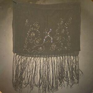 Elegant Black Fringed Scarf